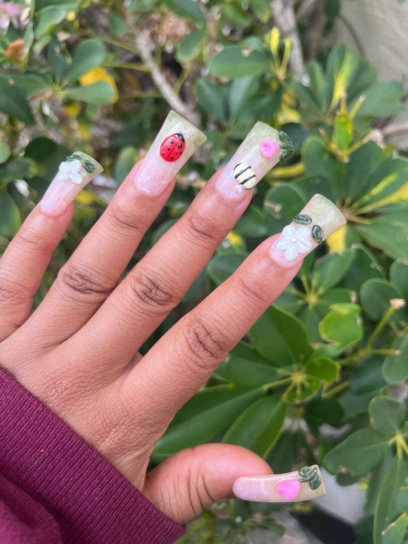Glittering Spring Meadow Nails That Shine